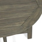 Outdoor 3pc Half-Round Folding Acacia Wood Bistro Set
