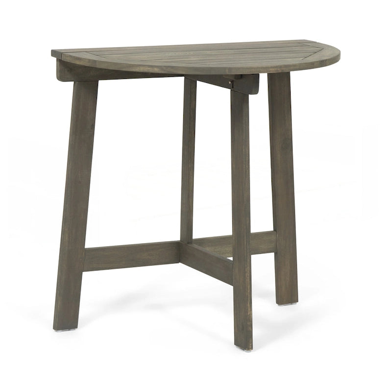 Outdoor 3pc Half-Round Folding Acacia Wood Bistro Set