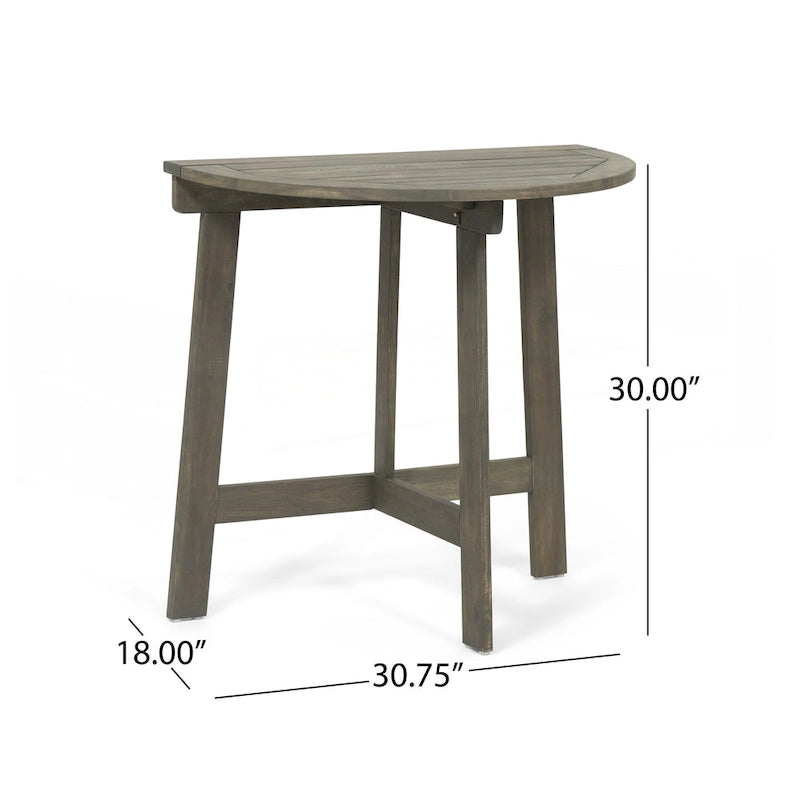 Outdoor 3pc Half-Round Folding Acacia Wood Bistro Set