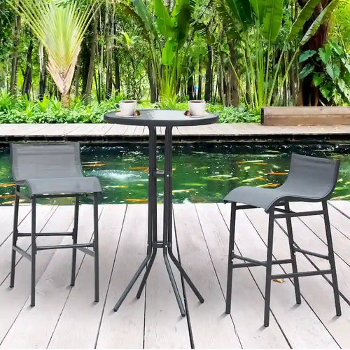 3 Piece Bar Height Outdoor Bistro Set for 2