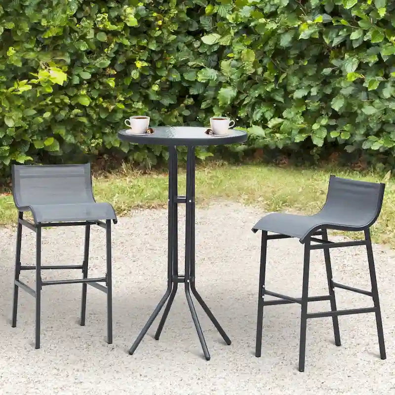 3 Piece Bar Height Outdoor Bistro Set for 2