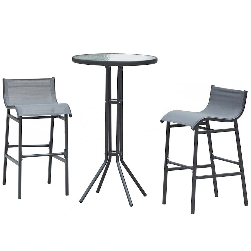 3 Piece Bar Height Outdoor Bistro Set for 2