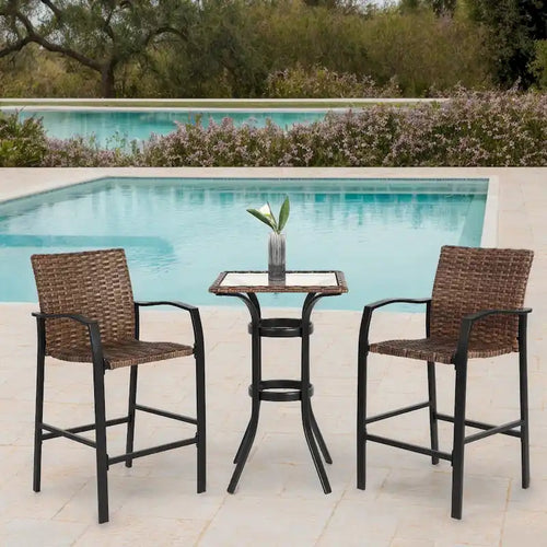 3 Pieces Outdoor Bar Stools Set