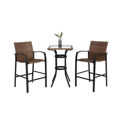 3 Pieces Outdoor Bar Stools Set