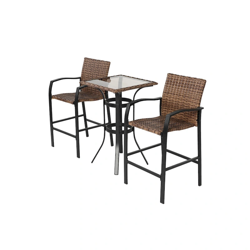 3 Pieces Outdoor Bar Stools Set
