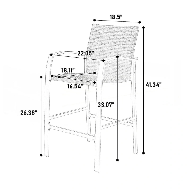 3 Pieces Outdoor Bar Stools Set