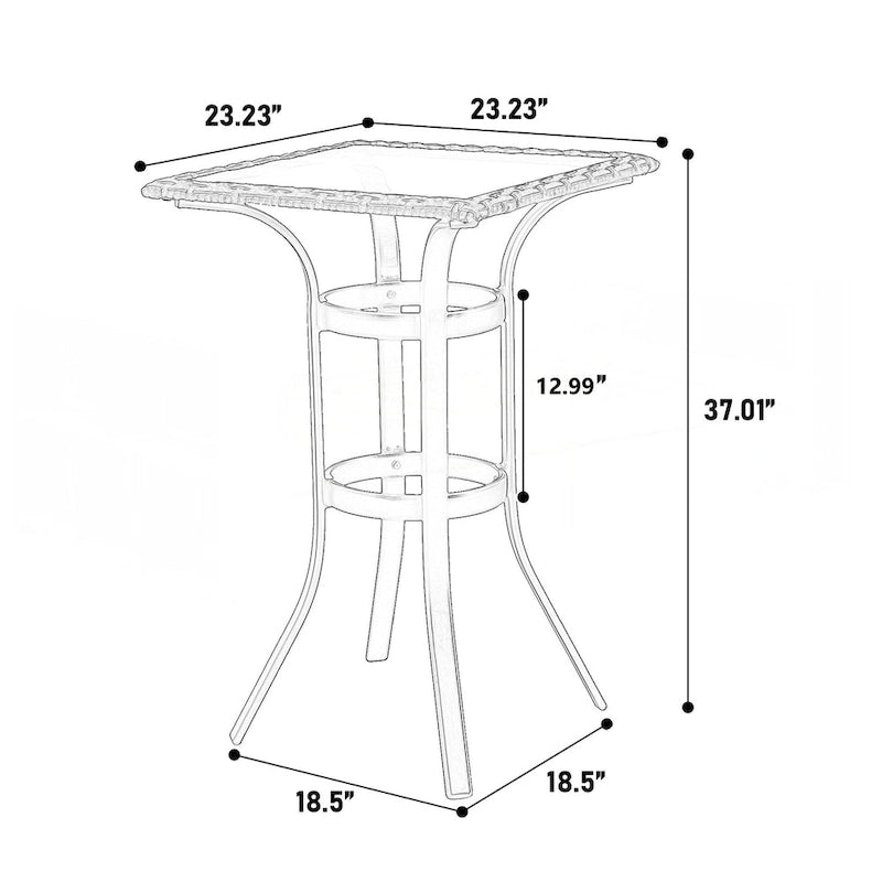 3 Pieces Outdoor Bar Stools Set
