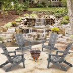 Outdoor Patio Bar Table Set, Table and Chairs Set of 5 Bar Table & Stools Set with Tall Adirondack Chairs Set for 4