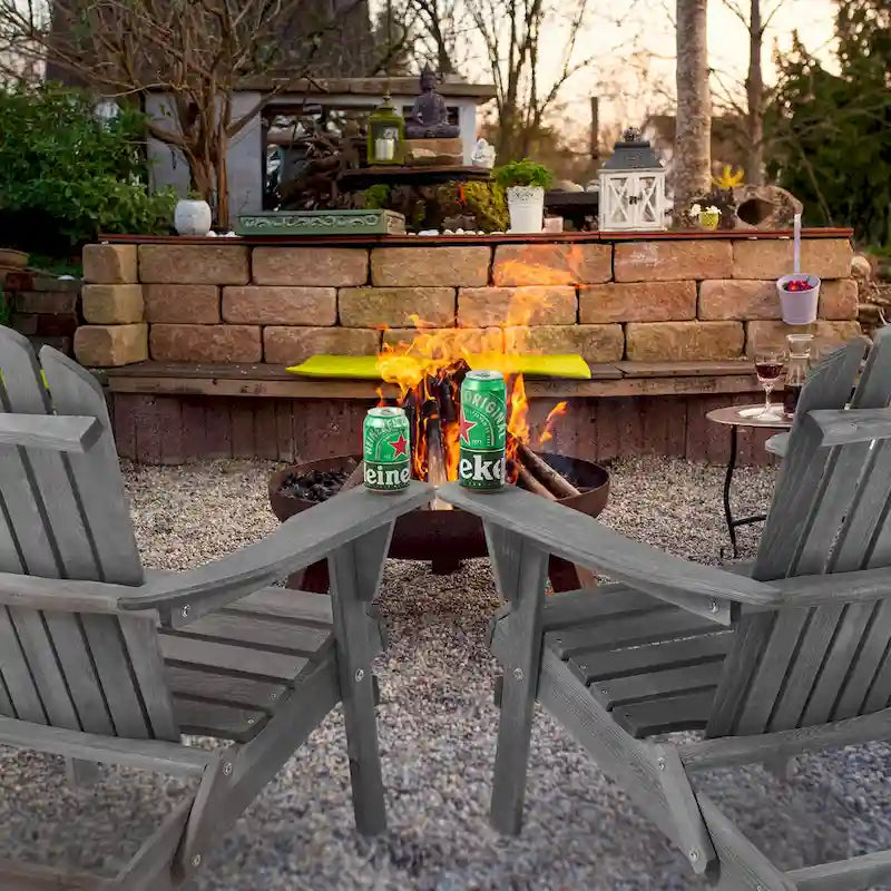Outdoor Patio Bar Table Set, Table and Chairs Set of 5 Bar Table & Stools Set with Tall Adirondack Chairs Set for 4