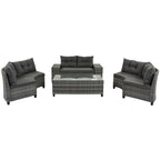 8-Pieces All Weather Wicker Half-Moon Sectional Sets with Rectangular Coffee Table