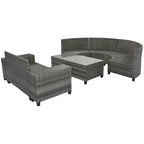 8-Pieces All Weather Wicker Half-Moon Sectional Sets with Rectangular Coffee Table