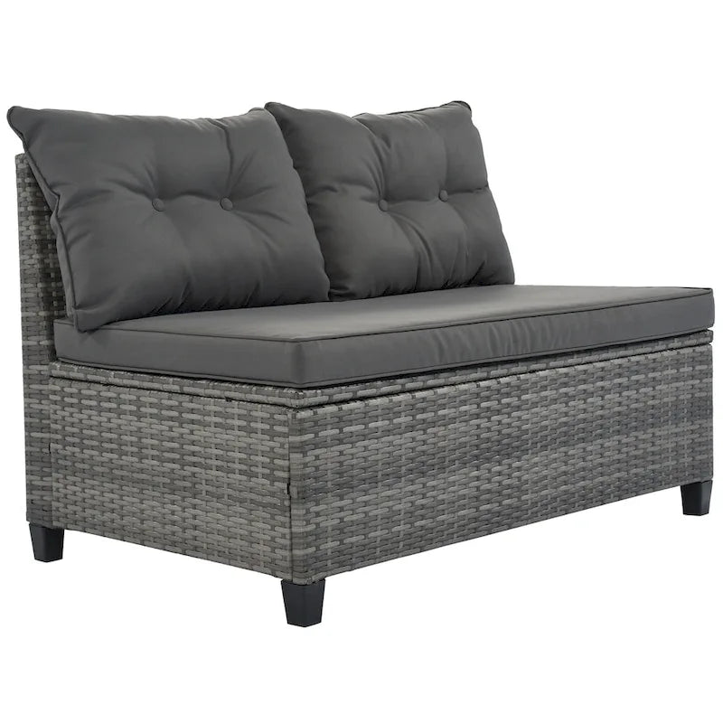 8-Pieces All Weather Wicker Half-Moon Sectional Sets with Rectangular Coffee Table