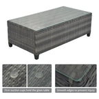 8-Pieces All Weather Wicker Half-Moon Sectional Sets with Rectangular Coffee Table