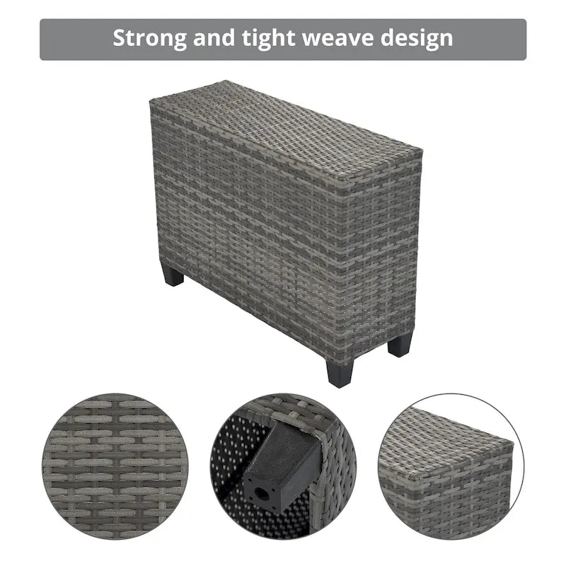 8-Pieces All Weather Wicker Half-Moon Sectional Sets with Rectangular Coffee Table