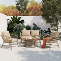 4-Person Outdoor Seating Group with Removable Cushions & 1 Coffee Table
