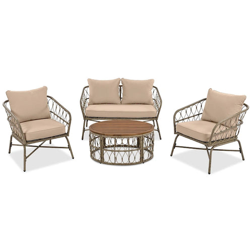 4-Person Outdoor Seating Group with Removable Cushions & 1 Coffee Table