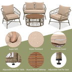4-Person Outdoor Seating Group with Removable Cushions & 1 Coffee Table