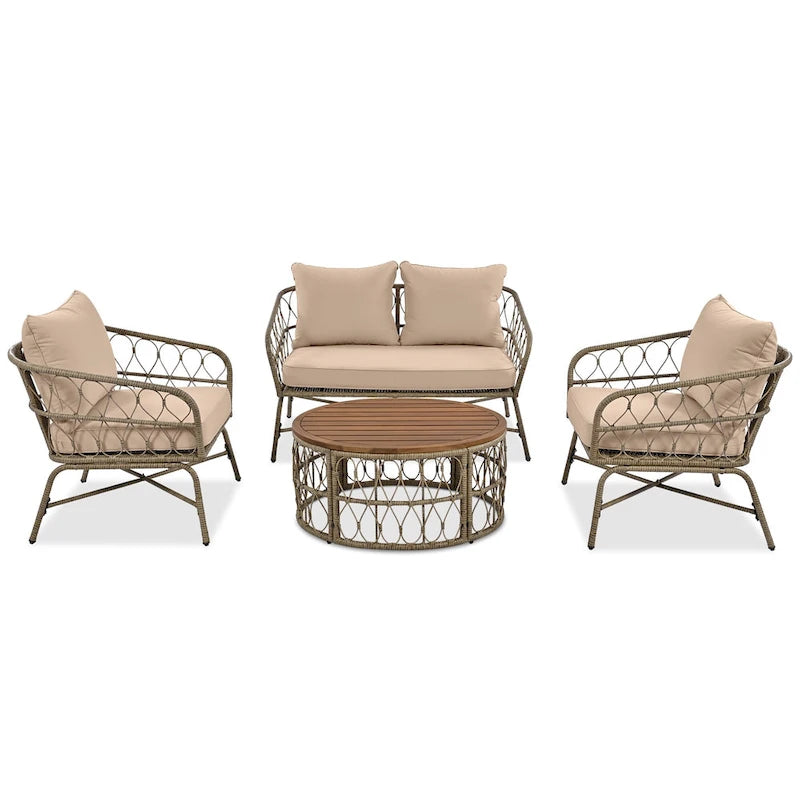 4-Person Outdoor Seating Group with Removable Cushions & 1 Coffee Table