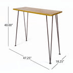 Outdoor INDUSTRIAL WOOD AND METAL BAR TABLE