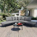 Curved Outdoor Patio Sofa Set with Cushions and Coffee Table