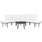 Curved Outdoor Patio Sofa Set with Cushions and Coffee Table