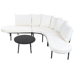 Curved Outdoor Patio Sofa Set with Cushions and Coffee Table