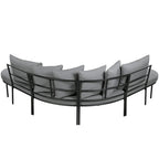 Curved Outdoor Patio Sofa Set with Cushions and Coffee Table