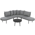 Curved Outdoor Patio Sofa Set with Cushions and Coffee Table