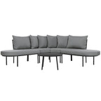 Curved Outdoor Patio Sofa Set with Cushions and Coffee Table
