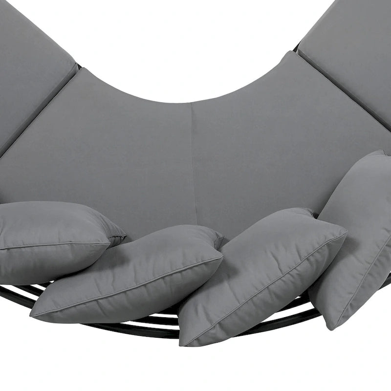 Curved Outdoor Patio Sofa Set with Cushions and Coffee Table