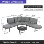 Curved Outdoor Patio Sofa Set with Cushions and Coffee Table
