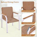 Outdoor Wicker Furniture Set of 6 Chairs 7 Piece Patio Dining Table Set with Wood Tabletop Outdoor Dining Set