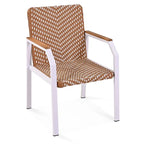 Outdoor Wicker Furniture Set of 6 Chairs 7 Piece Patio Dining Table Set with Wood Tabletop Outdoor Dining Set
