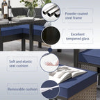 Small Space Patio Furniture 7-Piece Outdoor Furniture Set, Backyard Furniture Set, Waterproof Seat Cushion, Glass Table