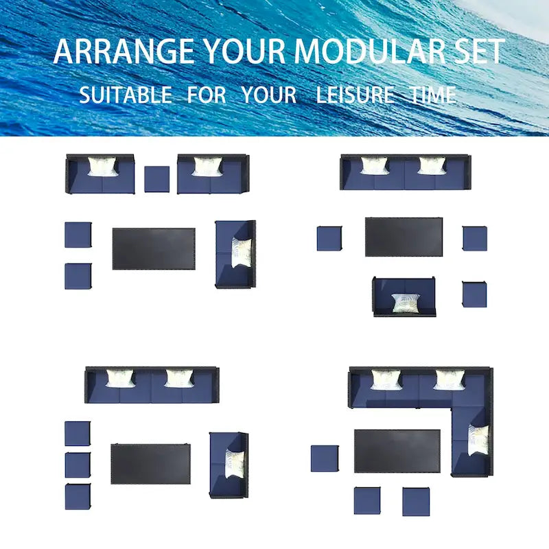 Small Space Patio Furniture 7-Piece Outdoor Furniture Set, Backyard Furniture Set, Waterproof Seat Cushion, Glass Table