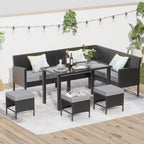 Small Space Patio Furniture 7-Piece Outdoor Furniture Set, Backyard Furniture Set, Waterproof Seat Cushion, Glass Table