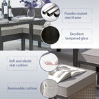 Small Space Patio Furniture 7-Piece Outdoor Furniture Set, Backyard Furniture Set, Waterproof Seat Cushion, Glass Table