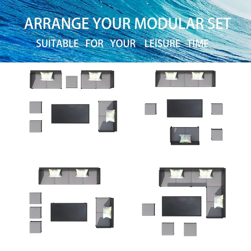 Small Space Patio Furniture 7-Piece Outdoor Furniture Set, Backyard Furniture Set, Waterproof Seat Cushion, Glass Table