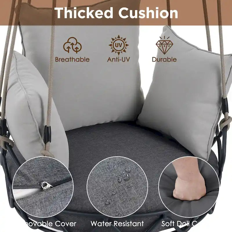 Outdoor Olefin Fabric Porch Swing Chair with UV Resistant Cushion