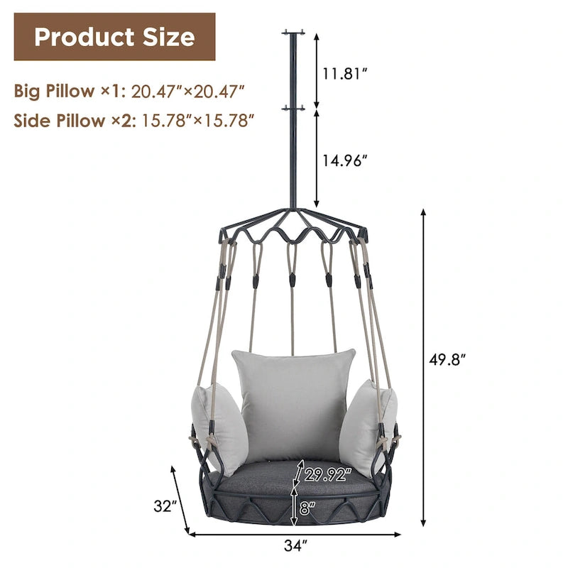 Outdoor Olefin Fabric Porch Swing Chair with UV Resistant Cushion