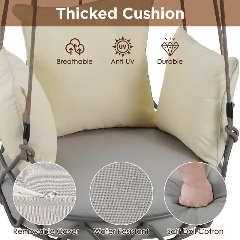 Outdoor Olefin Fabric Porch Swing Chair with UV Resistant Cushion