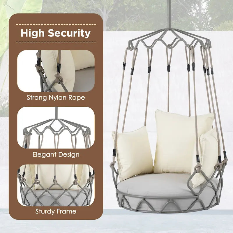 Outdoor Olefin Fabric Porch Swing Chair with UV Resistant Cushion