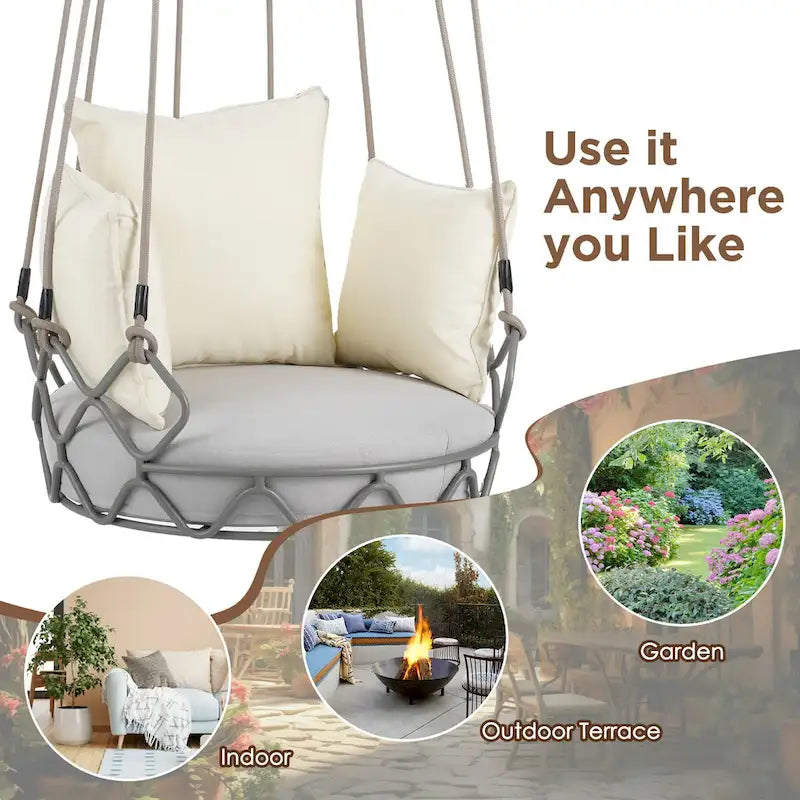 Outdoor Olefin Fabric Porch Swing Chair with UV Resistant Cushion