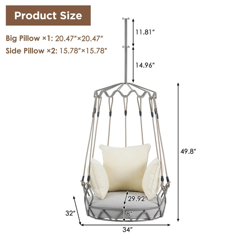 Outdoor Olefin Fabric Porch Swing Chair with UV Resistant Cushion