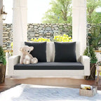 2-Person Wicker Hanging Porch Swing with Chains, Cushion & Pillow