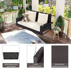 2-Person Wicker Hanging Porch Swing with Chains, Cushion & Pillow