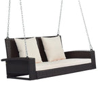 2-Person Wicker Hanging Porch Swing with Chains, Cushion & Pillow