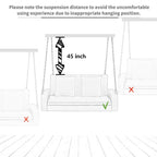 2-Person Wicker Hanging Porch Swing with Chains, Cushion & Pillow