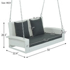 2-Person Wicker Hanging Porch Swing with Chains, Cushion & Pillow