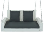 2-Person Wicker Hanging Porch Swing with Chains, Cushion & Pillow